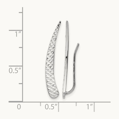 Polished and Textured Ear Climber Earrings, 14K White Gold