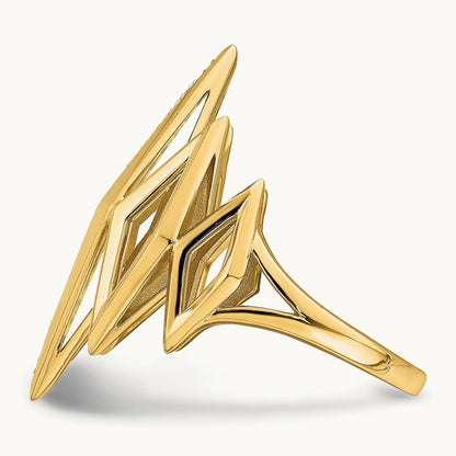 Polished Fancy Geometric Diamond Ring, 14K