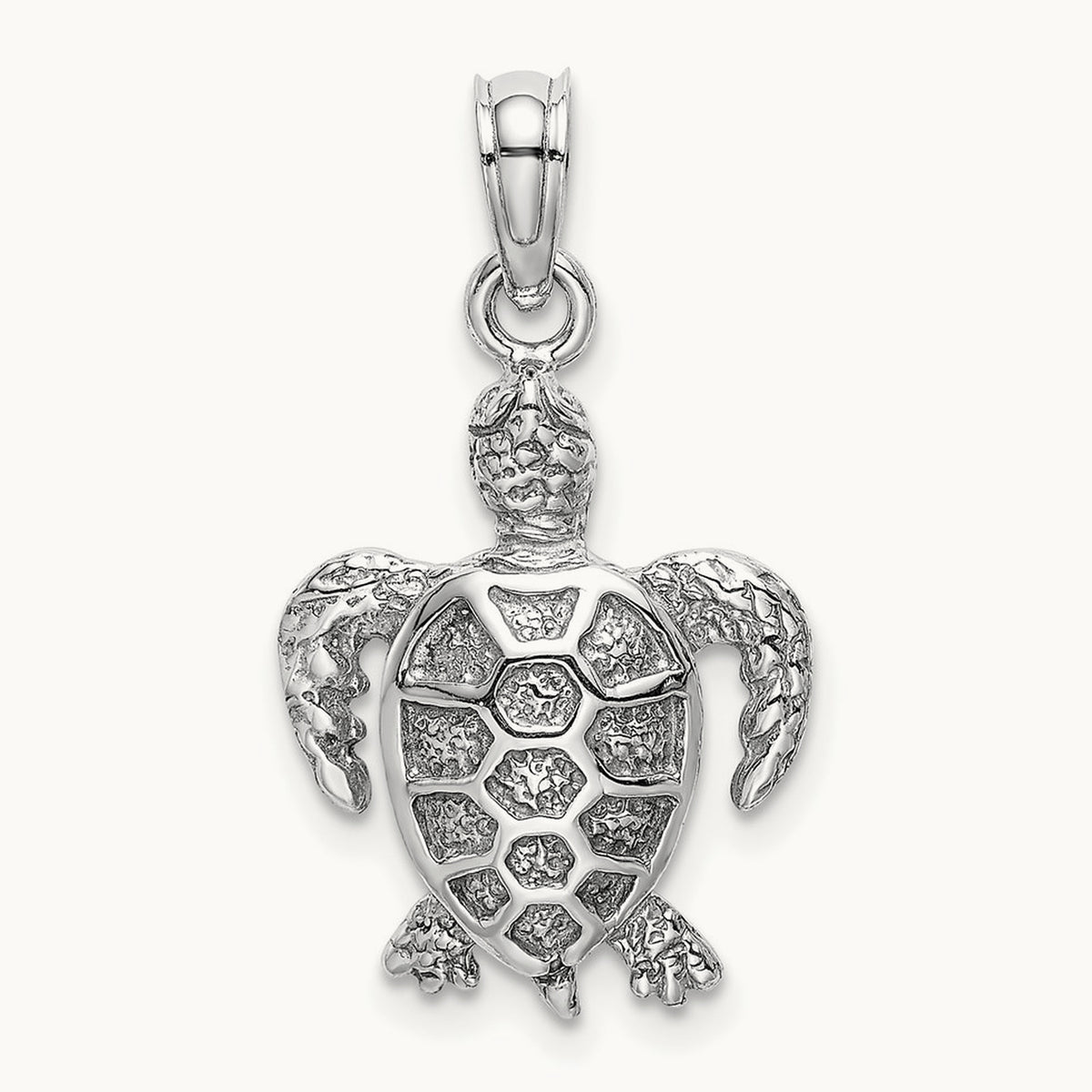 Sea Turtle Charm, 14K White Gold