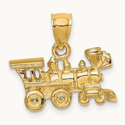 3-D Locomotive Charm, 14K