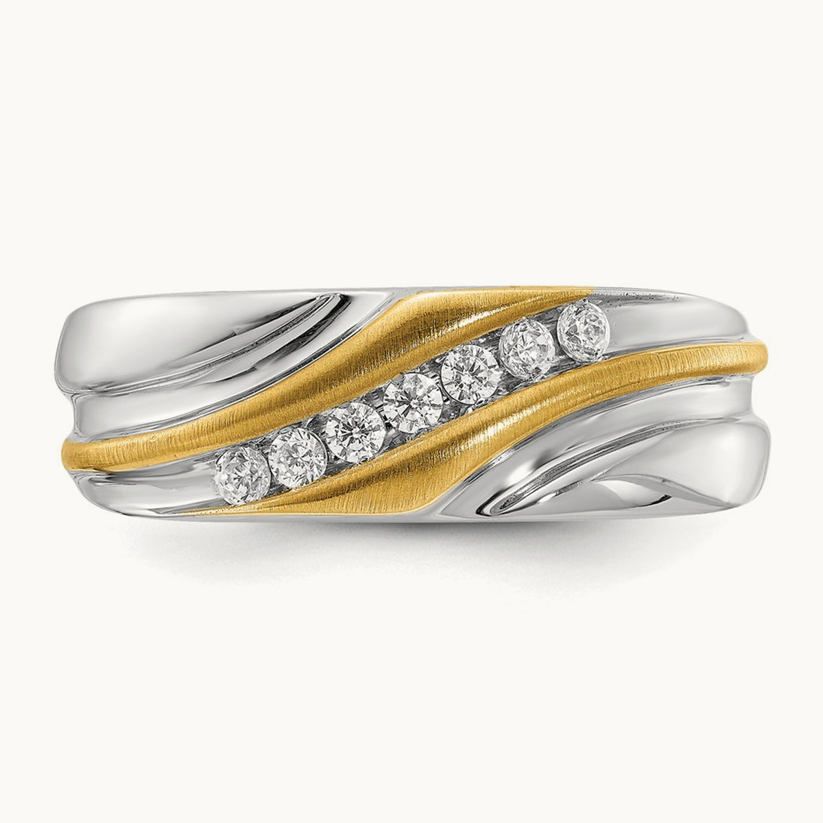 Diamond Men's Ring, SATIN: UP&DOWN, 14K Two-tone