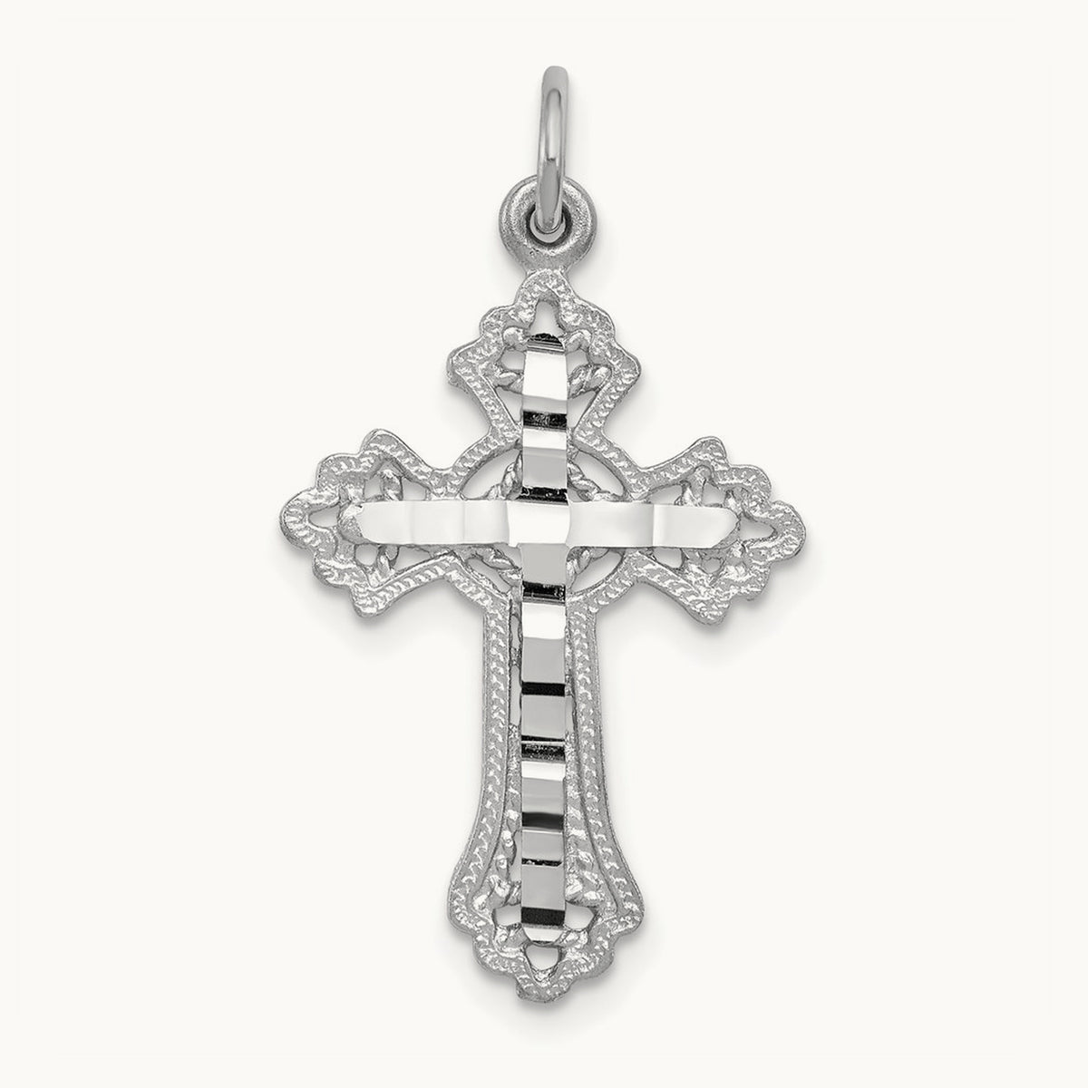 Cross Charm, 14K White Gold