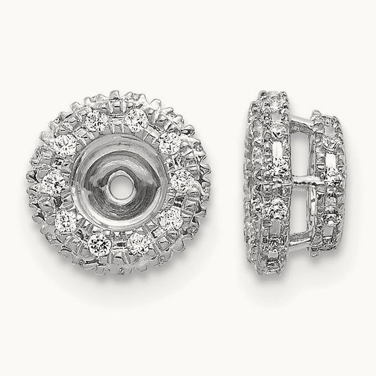 Diamond Earring Jackets — 14K White Gold, 8mm, 0.201 ct