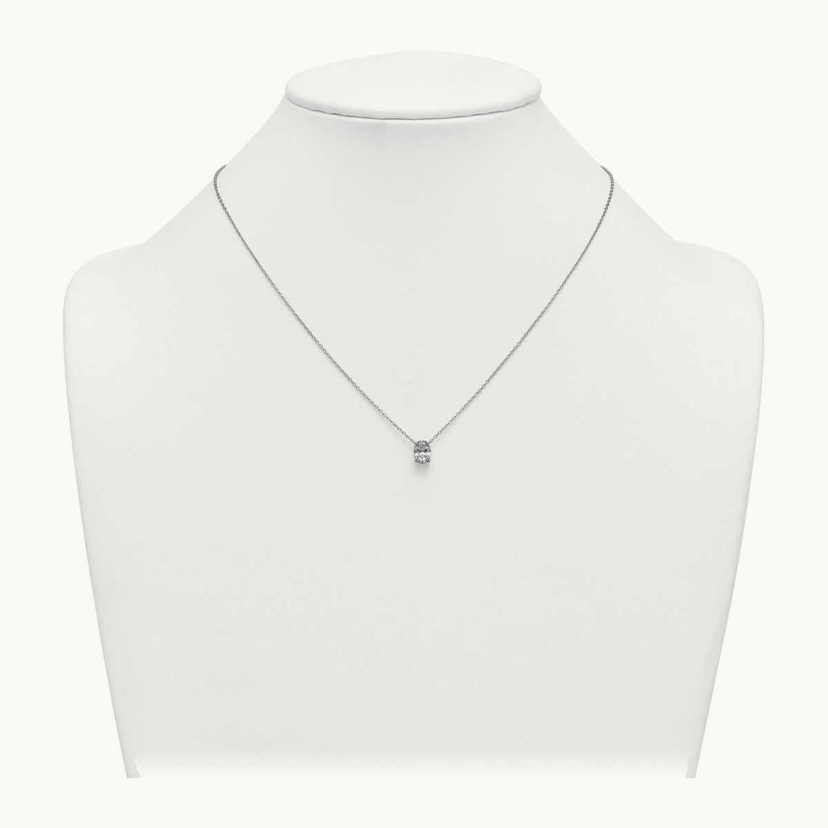 Oval Pendant Necklace, 0.25-4.00 ct tw Lab-Grown Diamond — 1 ct, 14K White Gold