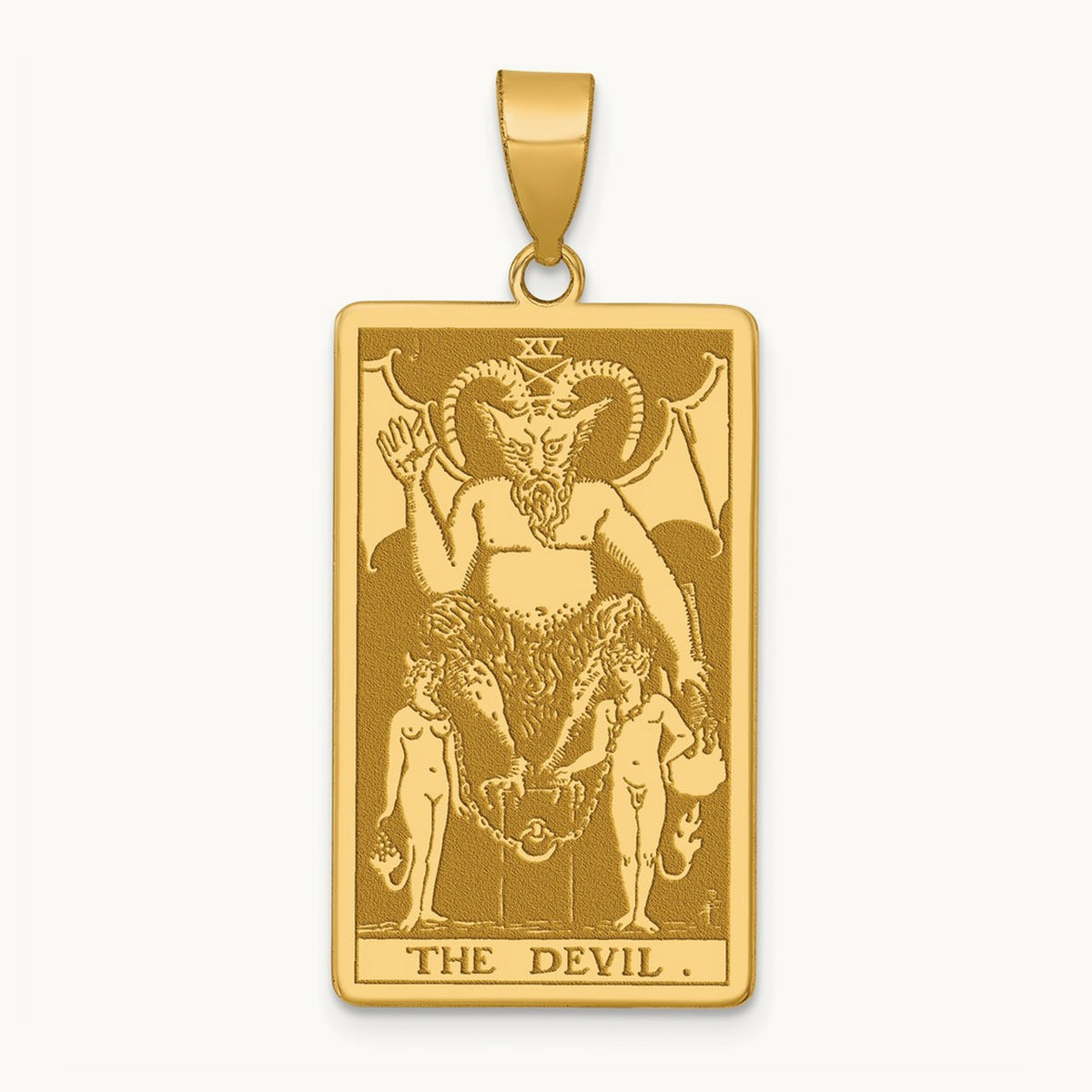 The Devil Tarot Card Pendant, 14K Yellow Gold