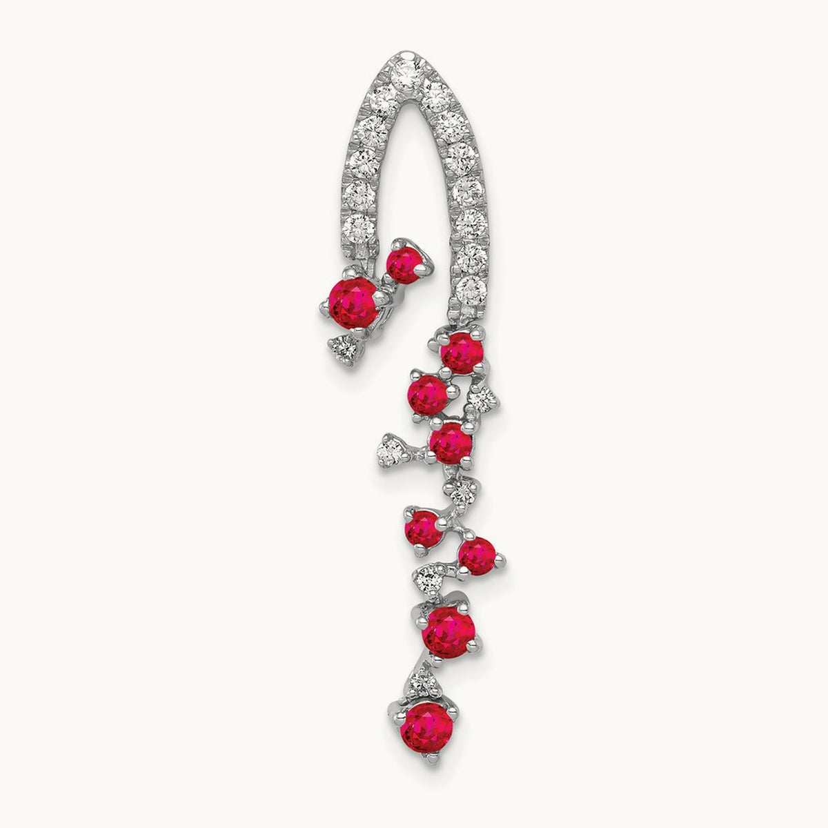 Created Ruby Slide Pendant, 0.20 ct tw Lab-Grown Diamond