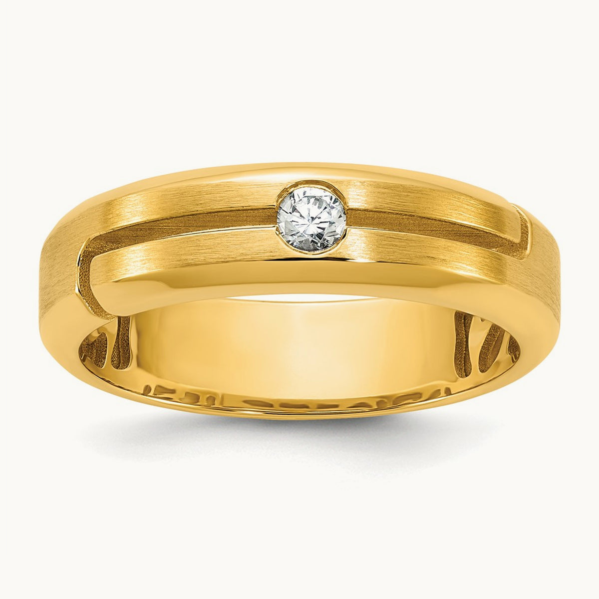 Setting: IB Goodman Men's Satin Diamond Ring Mounting, 14K Gold — 14K Yellow Gold