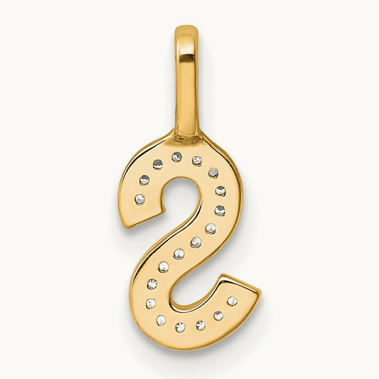 Diamond Letter S Initial Pendant, 14K Gold