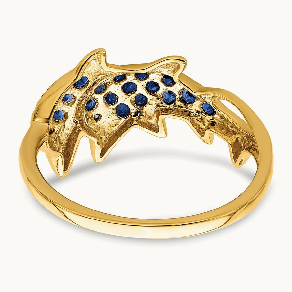 w/ Rhodium Diamond and Sapphire Dolphins Ring, 14K