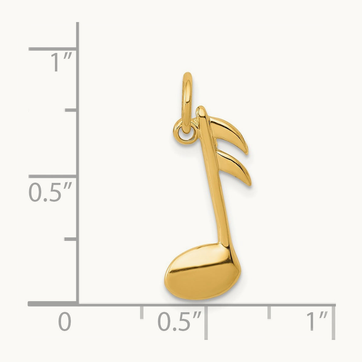 Polished Flat-Backed Musical Note Charm — 14K Yellow Gold
