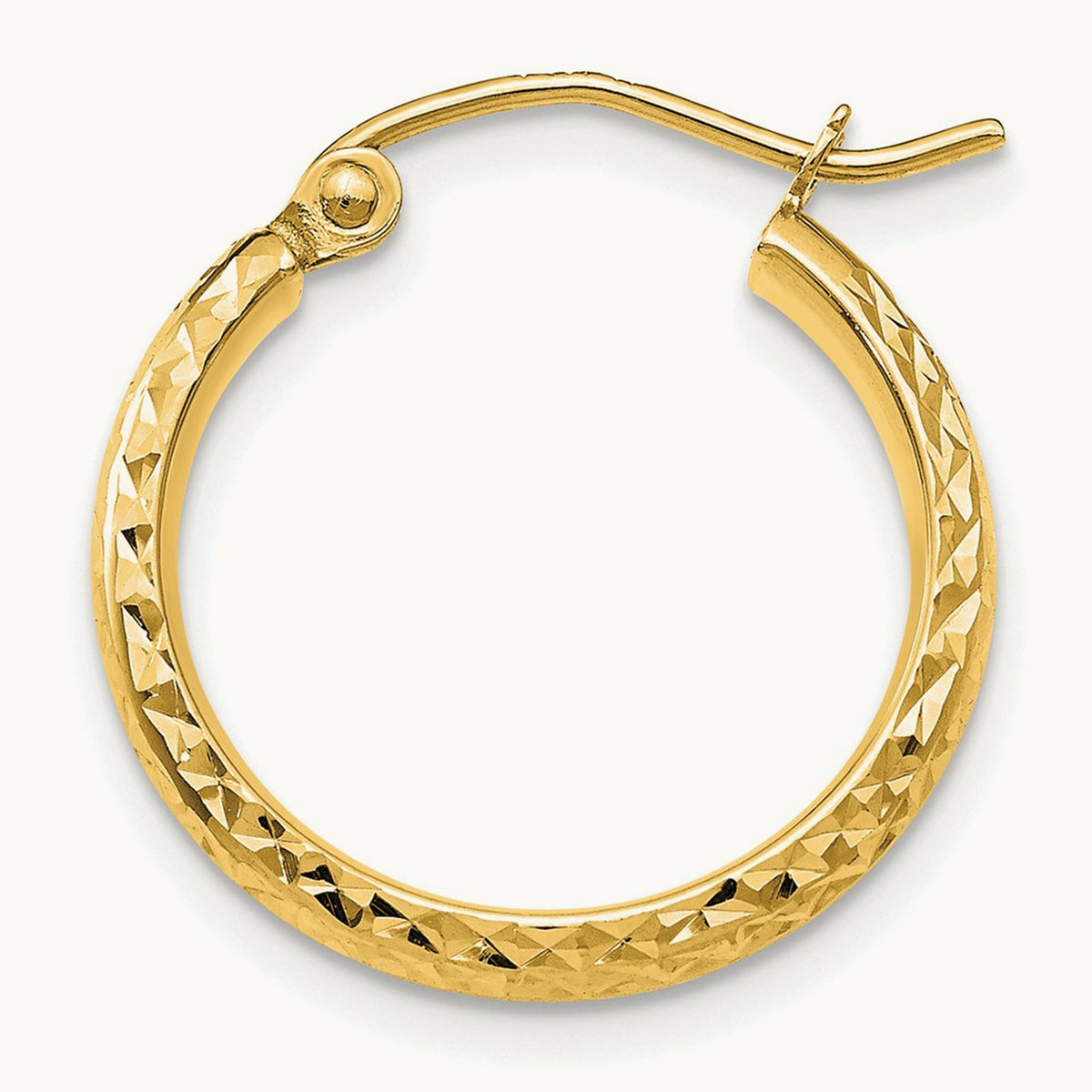 Single Diamond-cut Hollow Hoop Earring — 2.5x18mm
