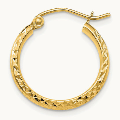Single Diamond-cut Hollow Hoop Earring — 2.5x18mm