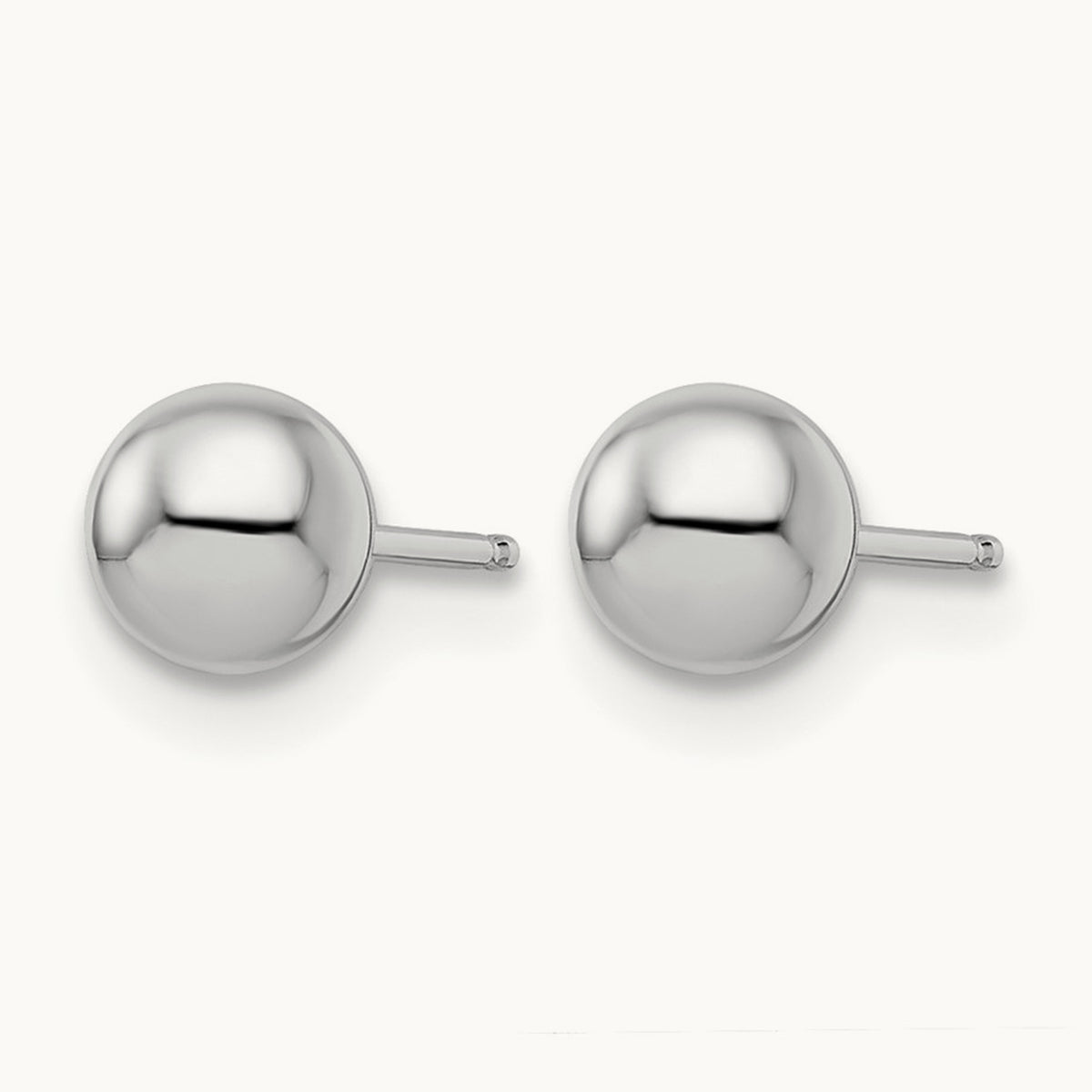Polished Ball Post Earrings — 14K White Gold, 5mm