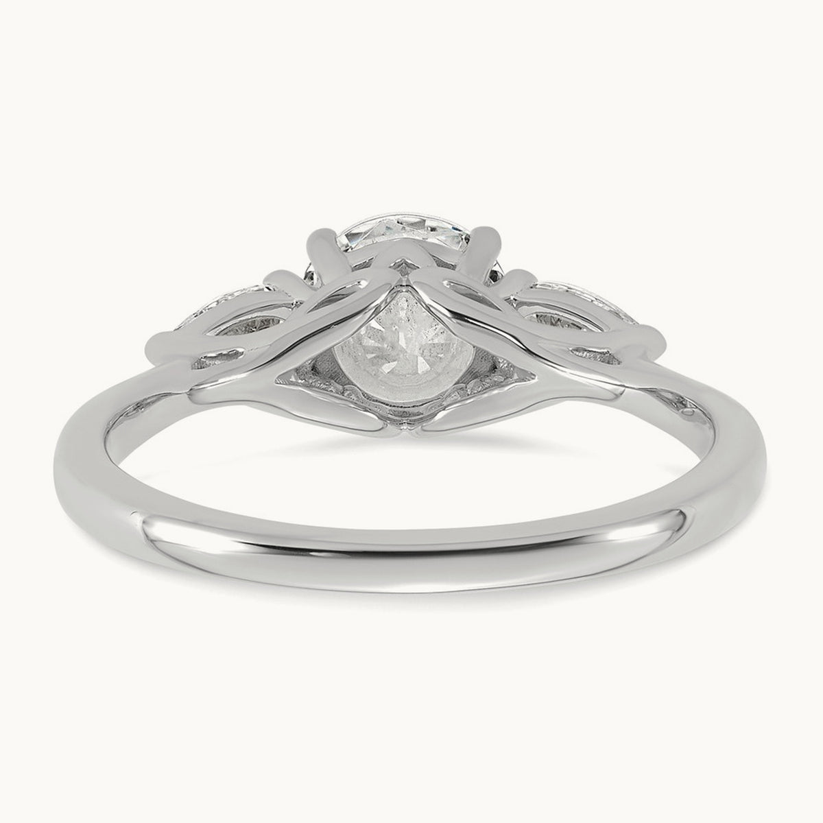 Round with Pear 3 Stone Engagement Ring, 1.25-3.50 ct tw Lab-Grown Diamond — 1 3/8 ct, 14K White Gold