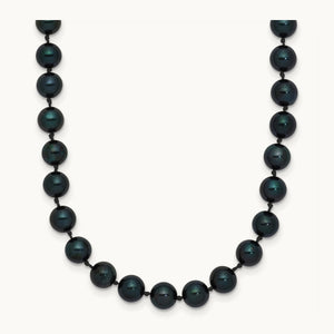 5- Round Black Saltwater Akoya Cultured Pearl Necklace, 14K White Gold