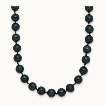 5- Round Black Saltwater Akoya Cultured Pearl Necklace, 14K White Gold