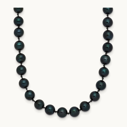 5- Round Black Saltwater Akoya Cultured Pearl Necklace, 14K White Gold