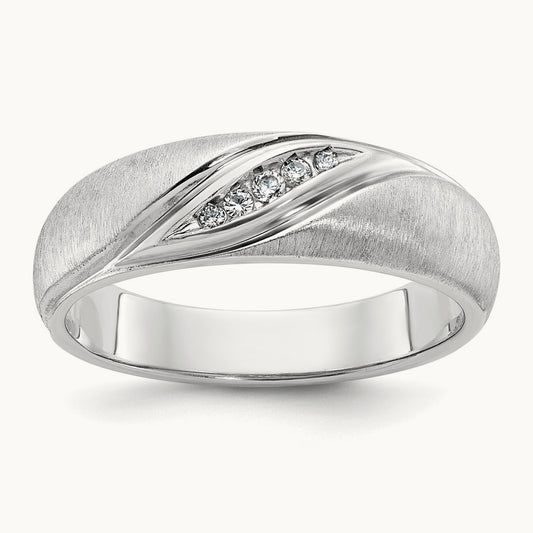 Polished/Satin Men's Ring, 0.05 ct tw Lab-Grown Diamond