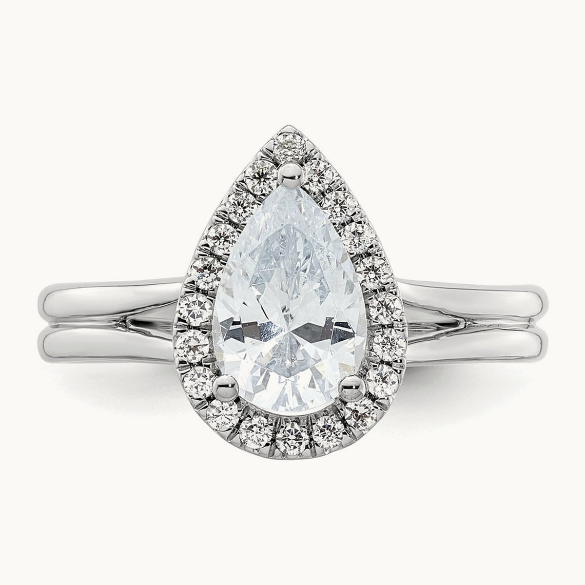 Pear Halo Semi-Mount Split Shank Engagement Ring, 0.07-0.20 ct tw — 1/5 ct, 14K White Gold