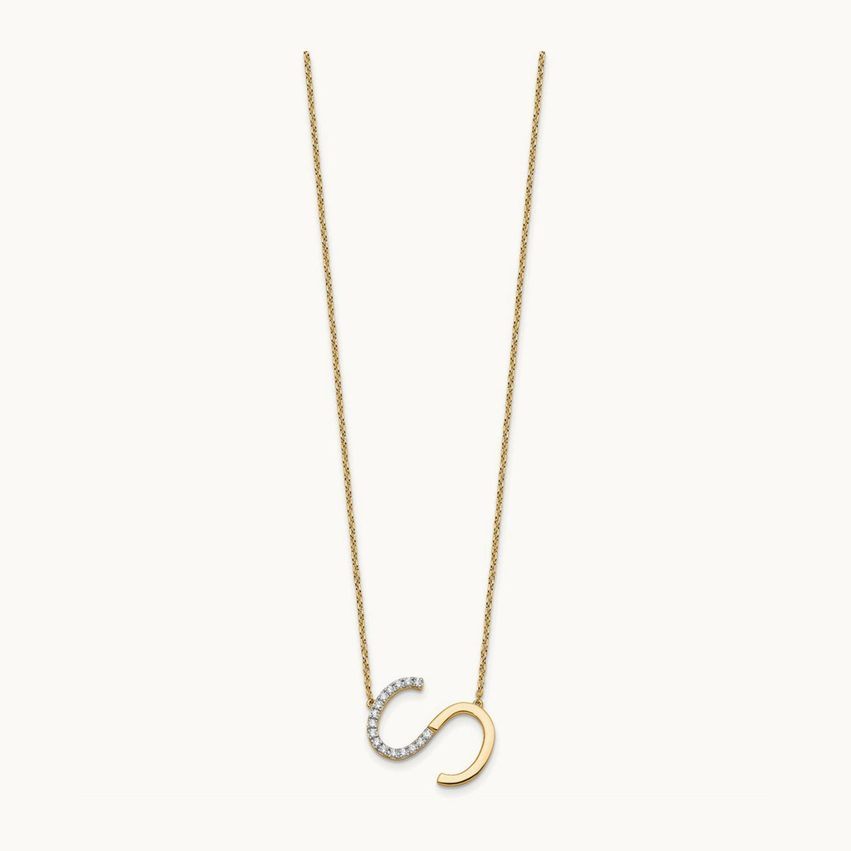 Sideways Diamond Necklace — 14K Yellow Gold, S