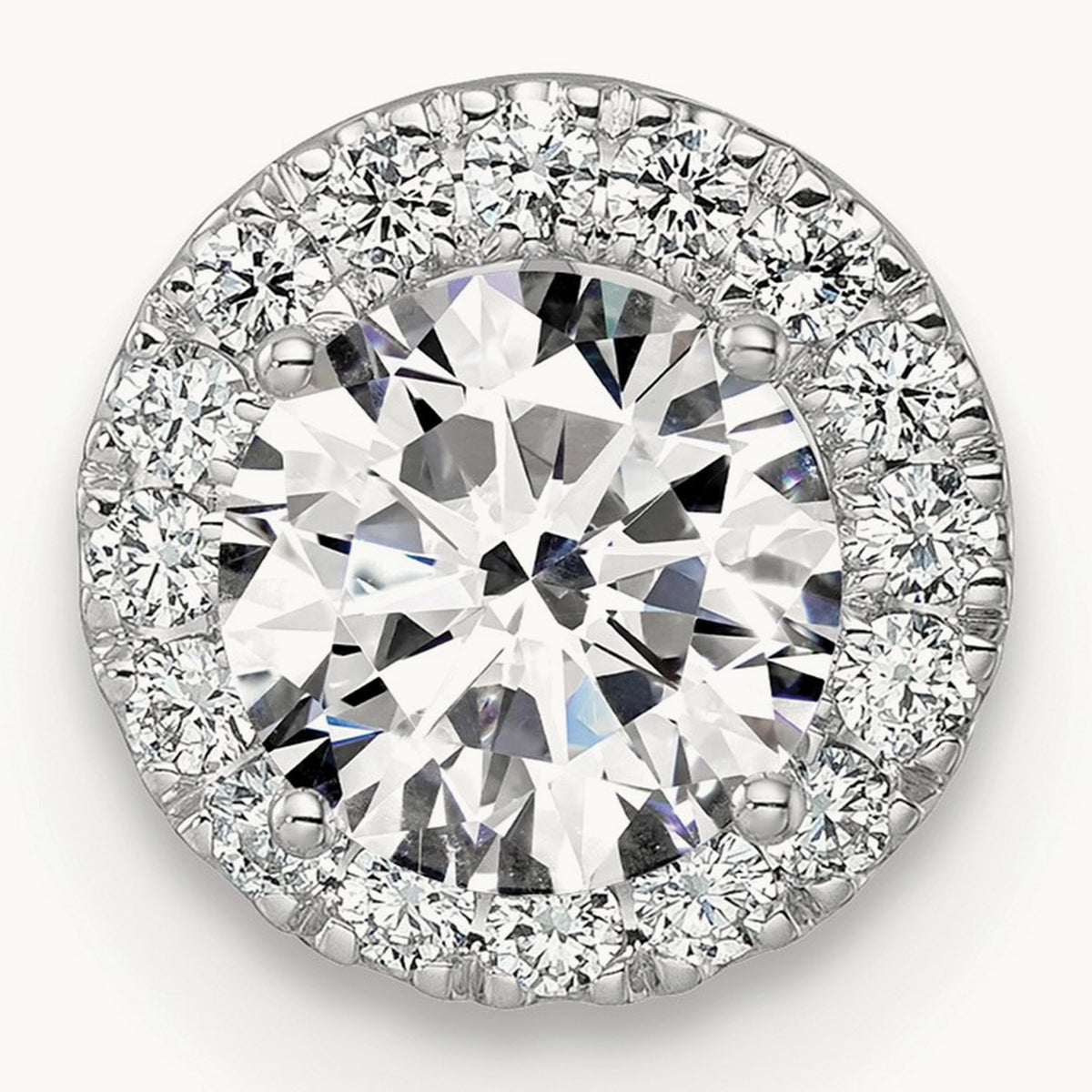 Semi-Mount Round Halo Chain Slide, Lab-Grown Diamond — for 1/2 ct center, 14K White Gold