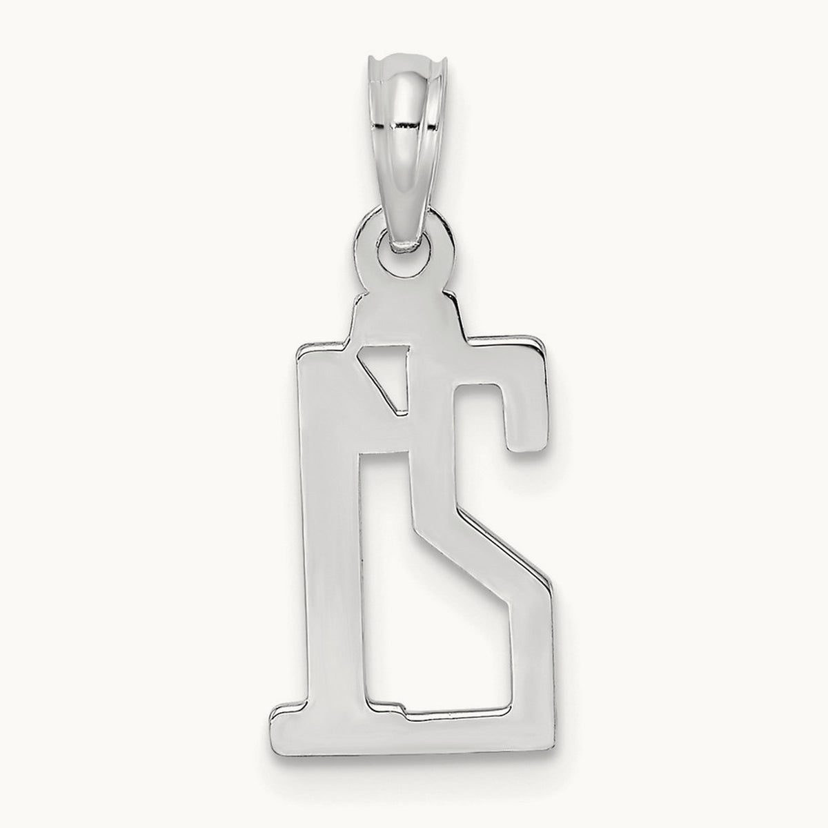 Polished Number 21 Pendant — 14K White Gold