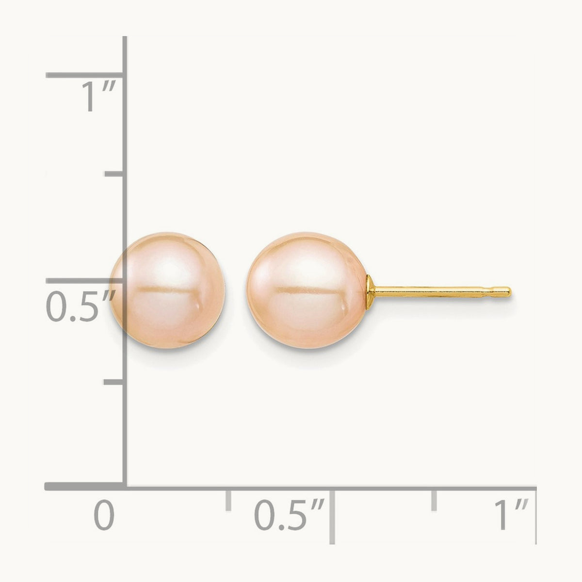 Madi K 7- Pink Round Freshwater Cultured Pearl Stud Post Earrings, 8mm, 14K