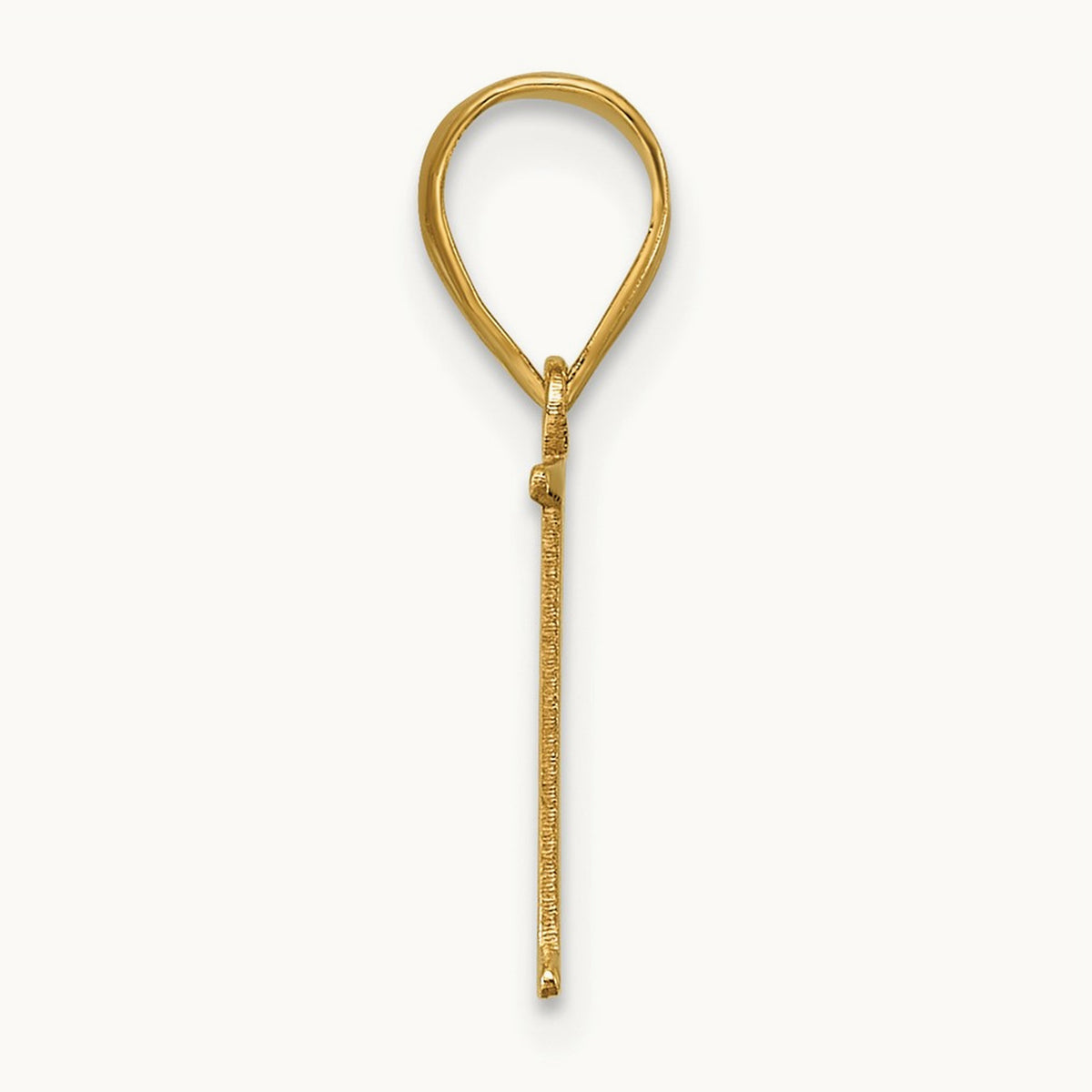 Polished Etched Letter B Initial Pendant, 14K
