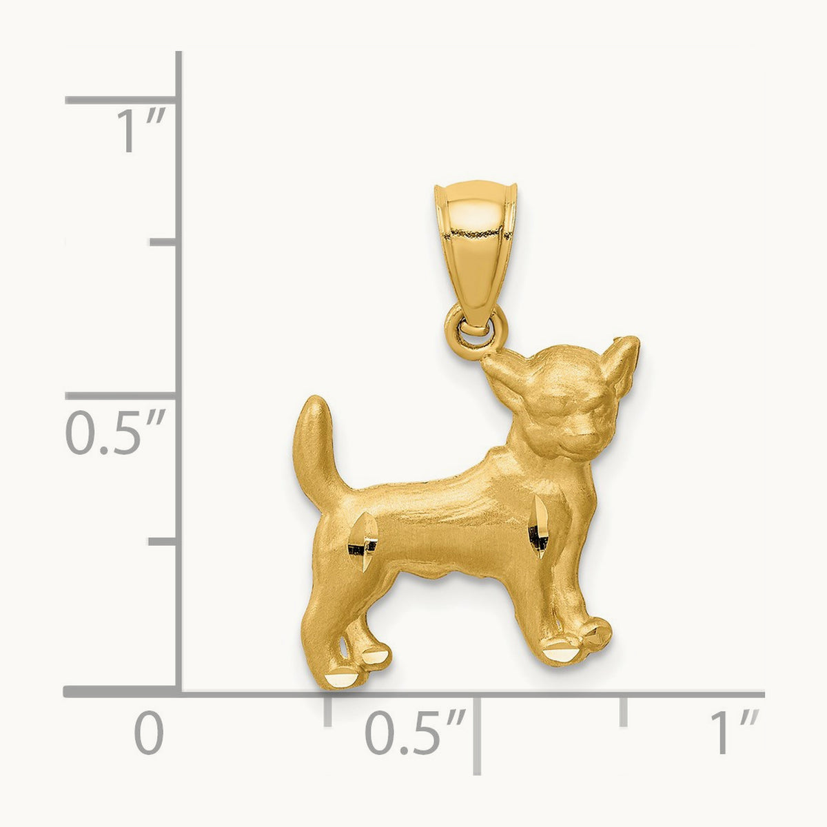 Diamond-cut Chihuahua Pendant, 14K