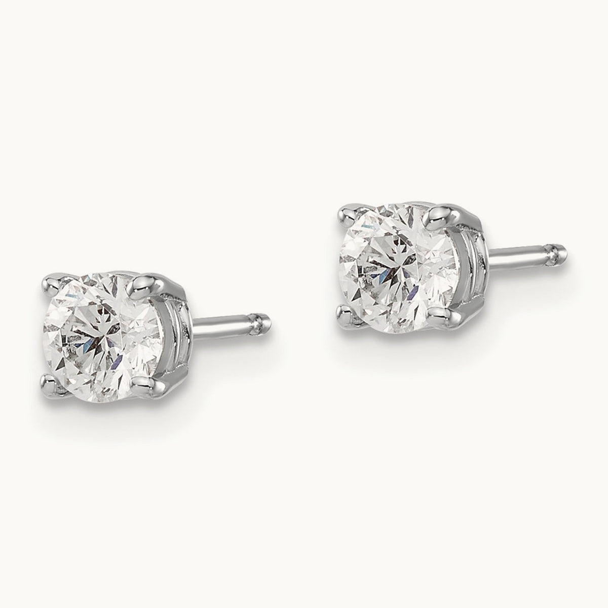 Round Diamond Stud Earrings — 14K White Gold, 0.82 ct tw, I1 J-K · push back