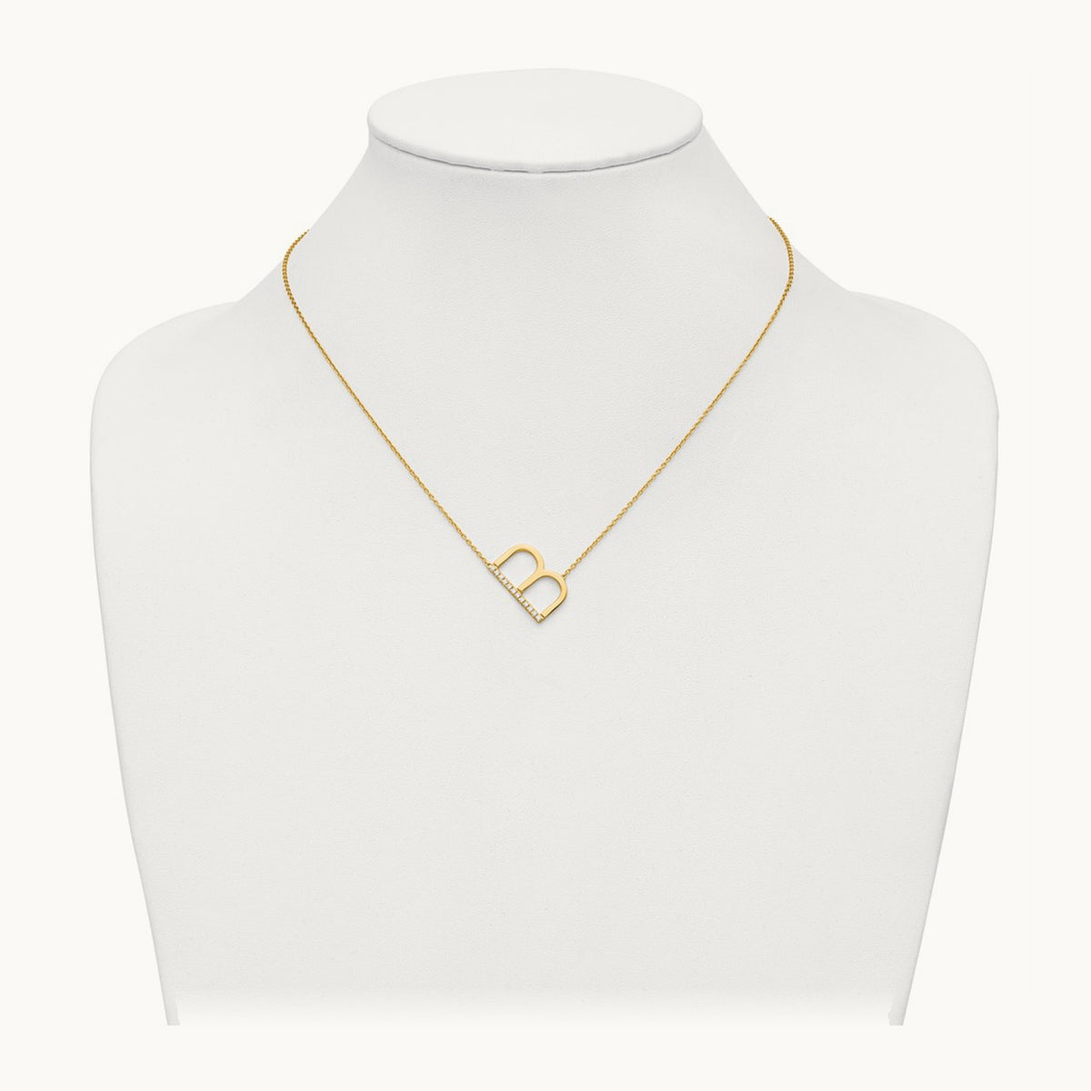 Sideways Diamond Necklace — 14K Yellow Gold, B