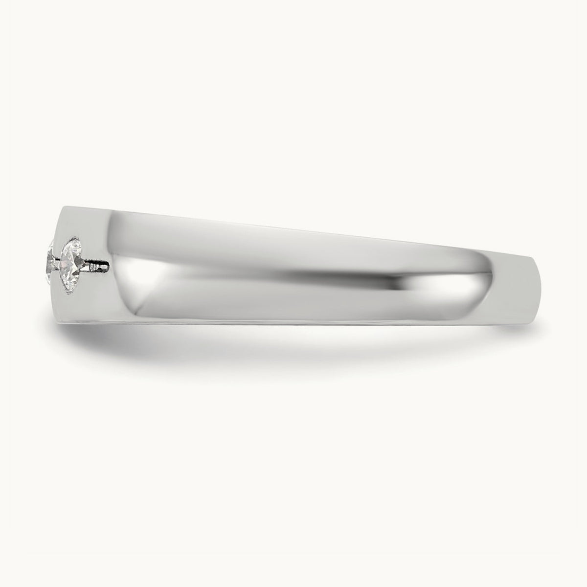IB Goodman Mens Polished Complete 3-Stone 1/6ct Diamond Ring, 14K White Gold