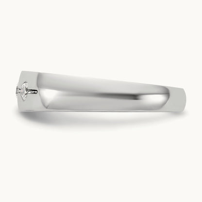 IB Goodman Mens Polished Complete 3-Stone 1/6ct Diamond Ring, 14K White Gold