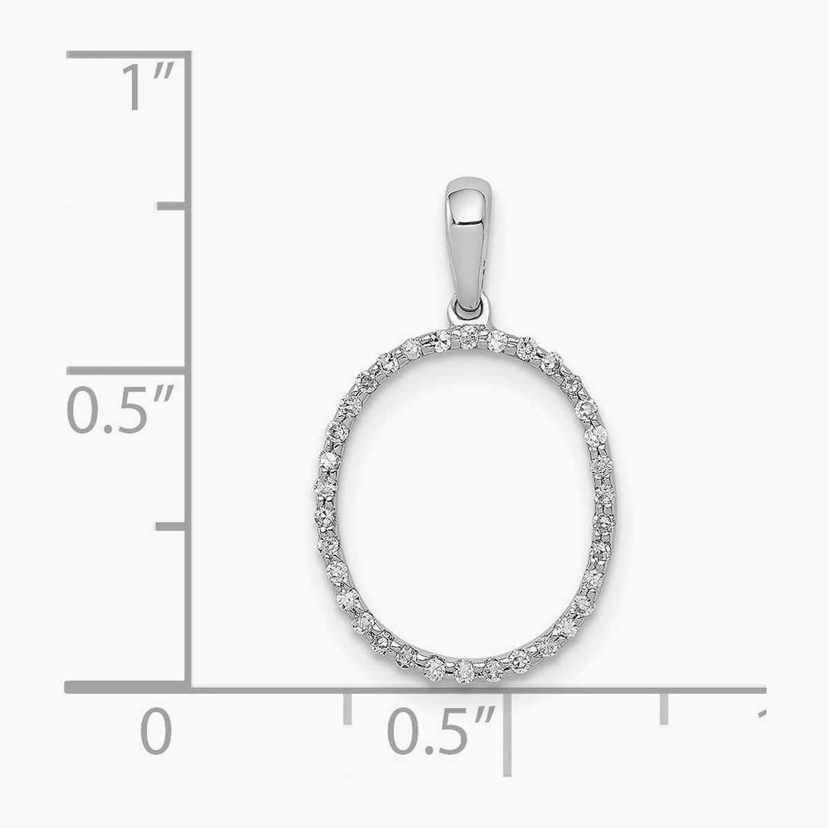 Diamond Letter O Initial Pendant, 14K White Gold
