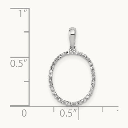 Diamond Letter O Initial Pendant, 14K White Gold