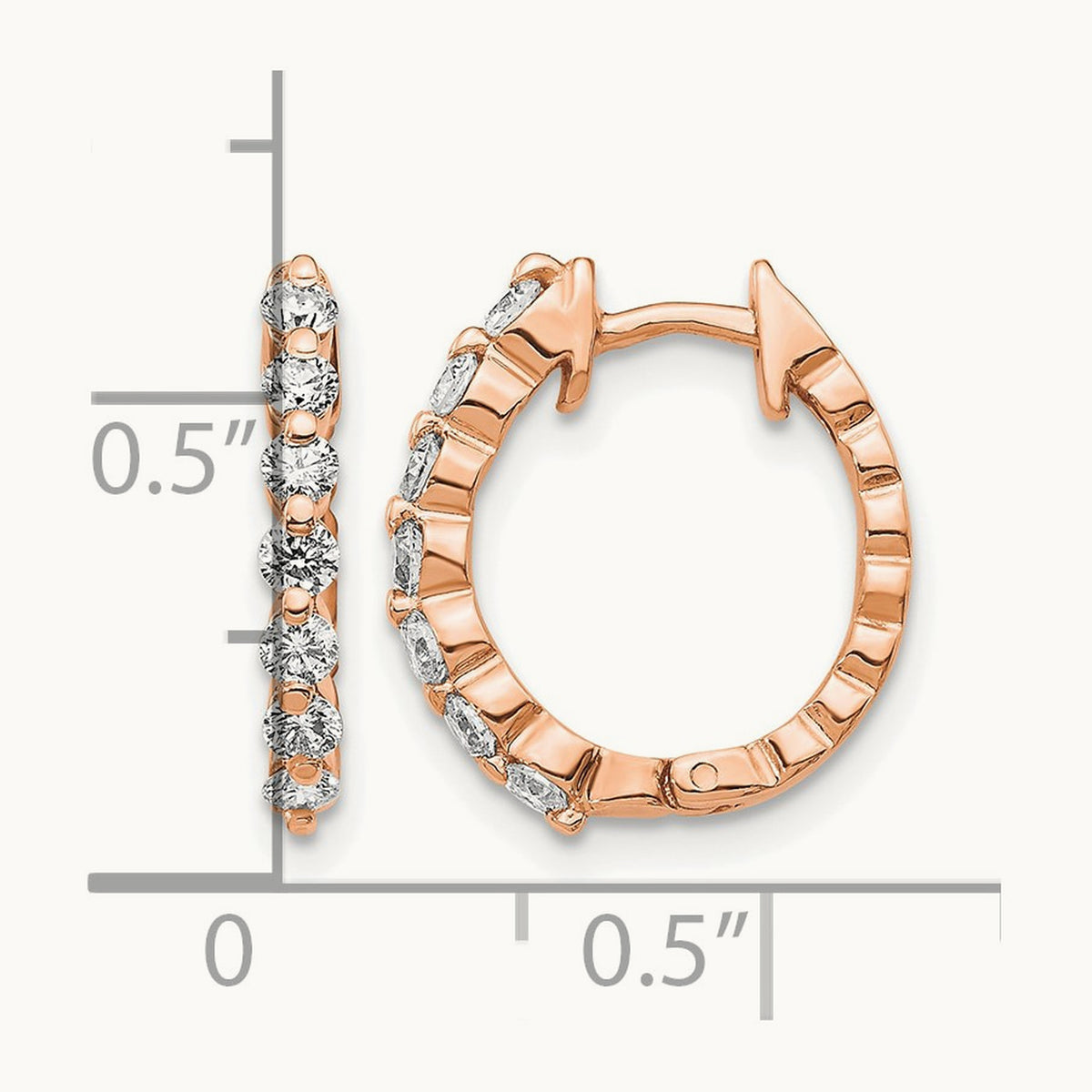 AA Diamond Hinged Hoop Earrings, 14K Rose Gold