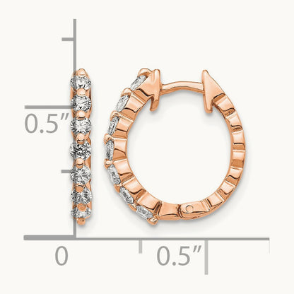 AA Diamond Hinged Hoop Earrings, 14K Rose Gold