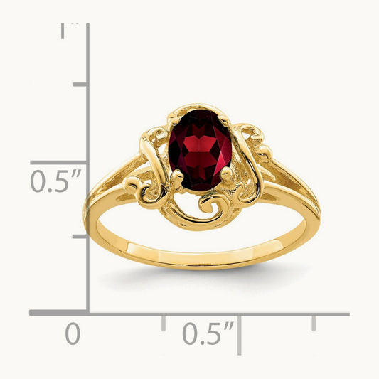 7x5mm Oval Garnet ring, 14K