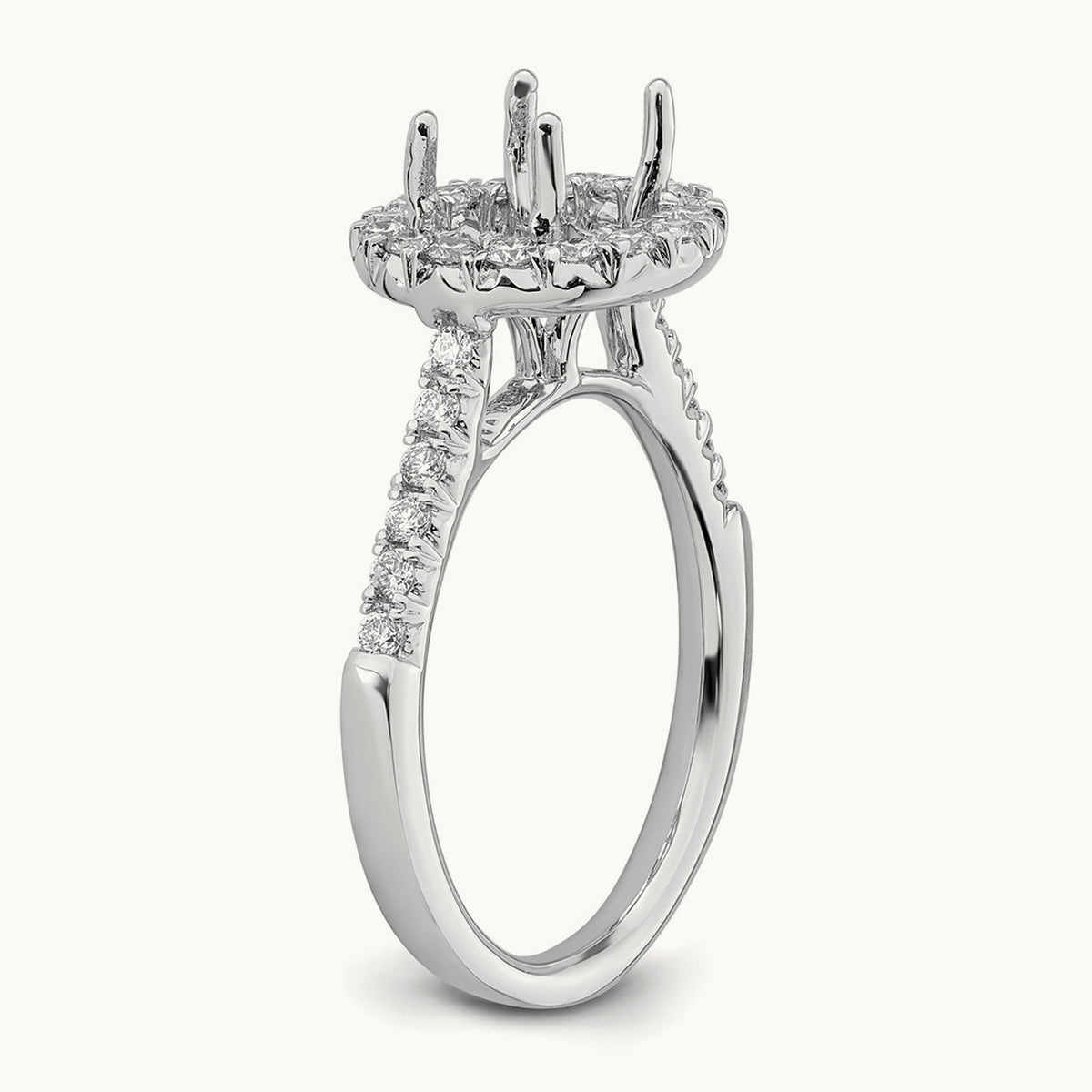 Semi-Mount Engagement Ring, 0.25-0.50 ct tw Lab-Grown Diamond — 1/2 ct (holds 2 ct center) · VS/SI (Great), 14K White Gold, 7