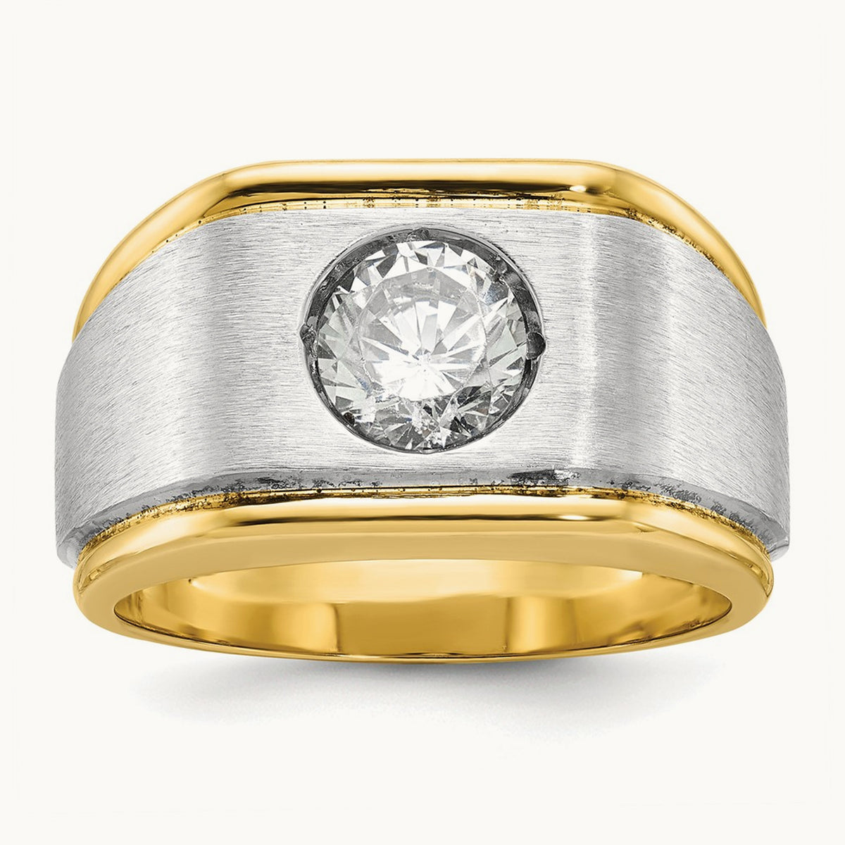 IBGoodman Men's Polished and Satin Diamond Complete Ring, 14K Two-tone