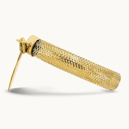 Woven Mesh Stretch Polished Heart Charm Ring, 14K Gold