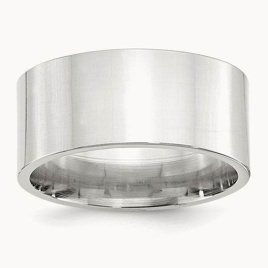 Standard Flat Comfort Fit Band, 10mm, 10K White Gold