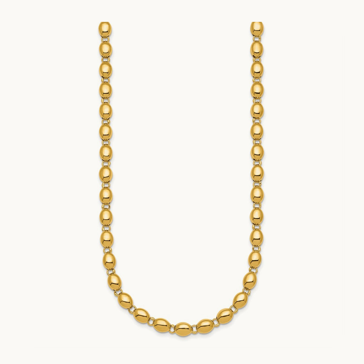 Polished Beaded Fancy Link Necklace, 5.25mm, 14K