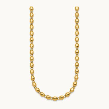 Polished Beaded Fancy Link Necklace, 5.25mm, 14K