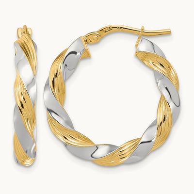 w/ Polished Twisted Hoop Earrings — 25mm