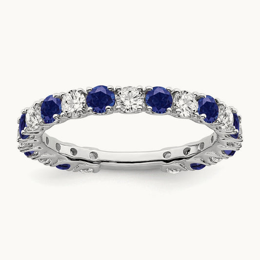 Created Sapphire and Diamond Band, 14K White Gold