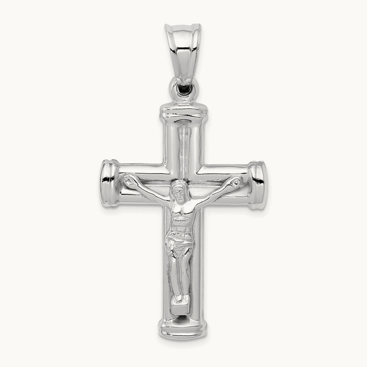 Reversible Crucifix Pendant — 14K White Gold, 49mm