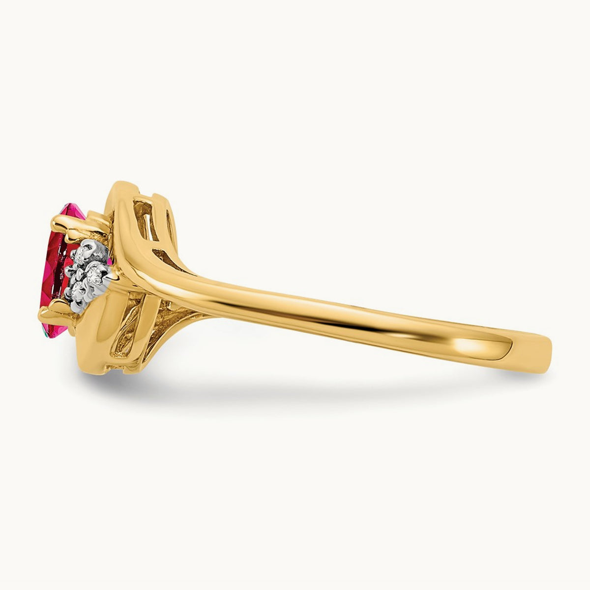 Ruby and Diamond Ring — 14K Yellow Gold, 7