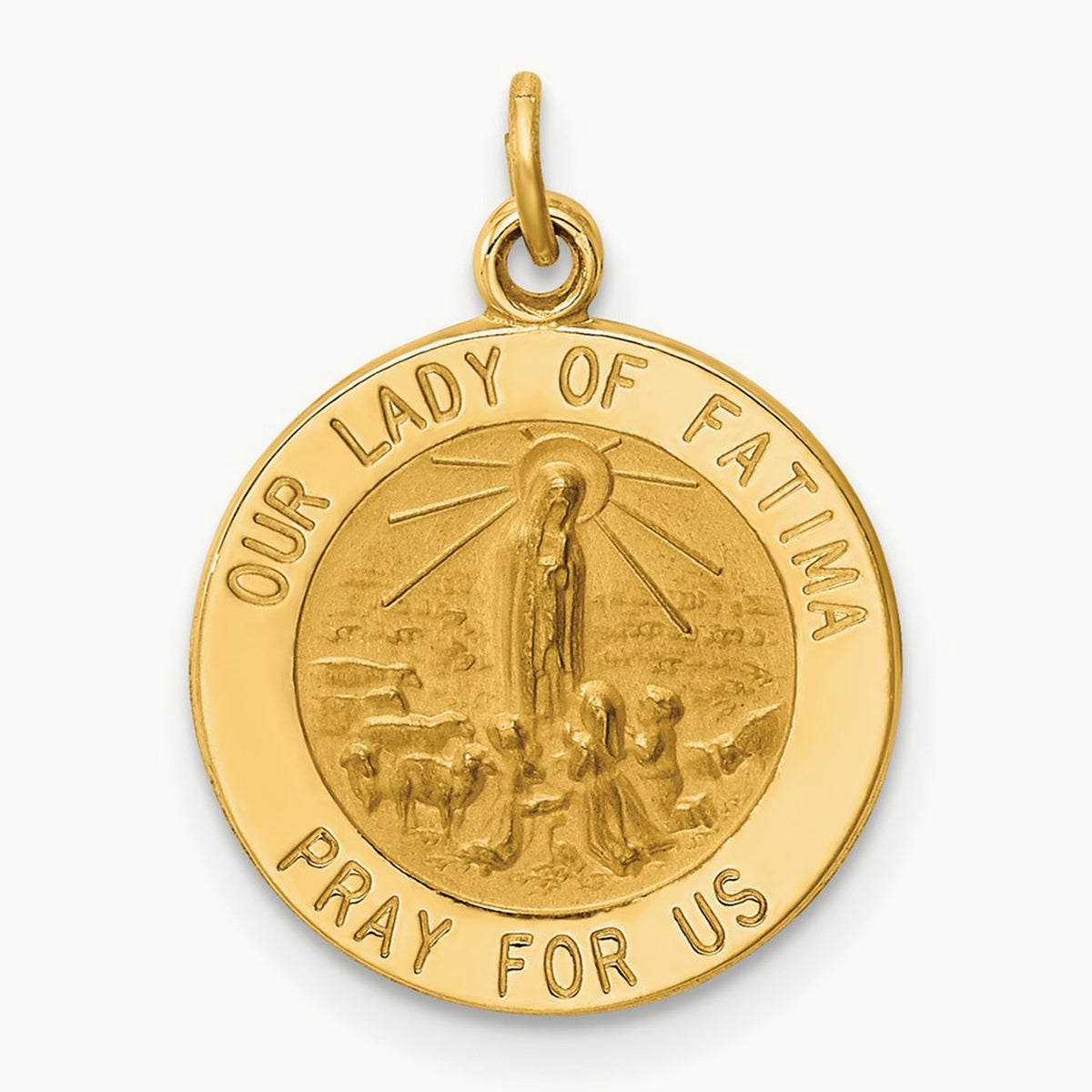 Our Lady of Fatima Medal Charm, 14K