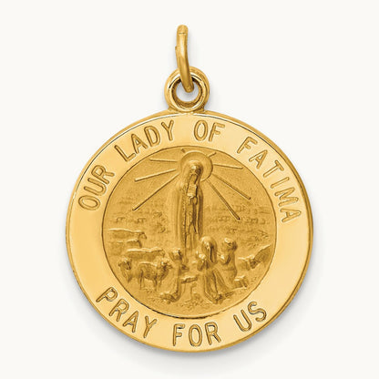Our Lady of Fatima Medal Charm, 14K
